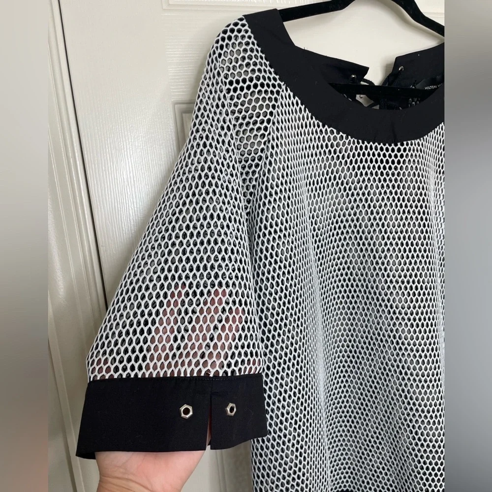 Hilton Hollis black and white mesh string tie swim vacation top shirt | XL - Picture 7 of 12